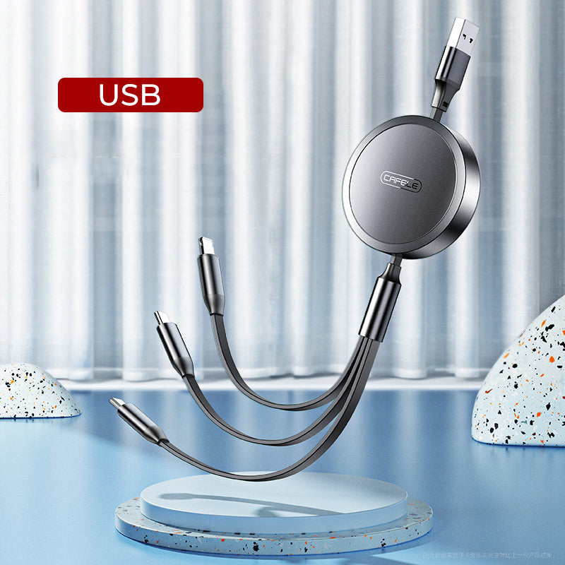 Intrekbare drie-in-één datakabel