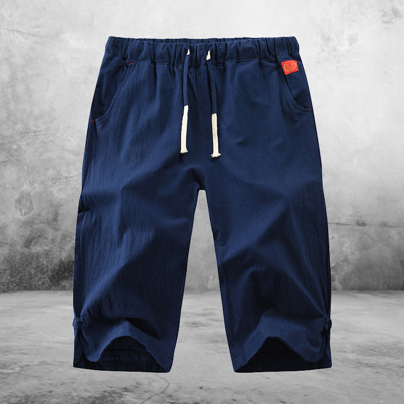 Shorts met vijfpuntsstrik van katoen en linnen