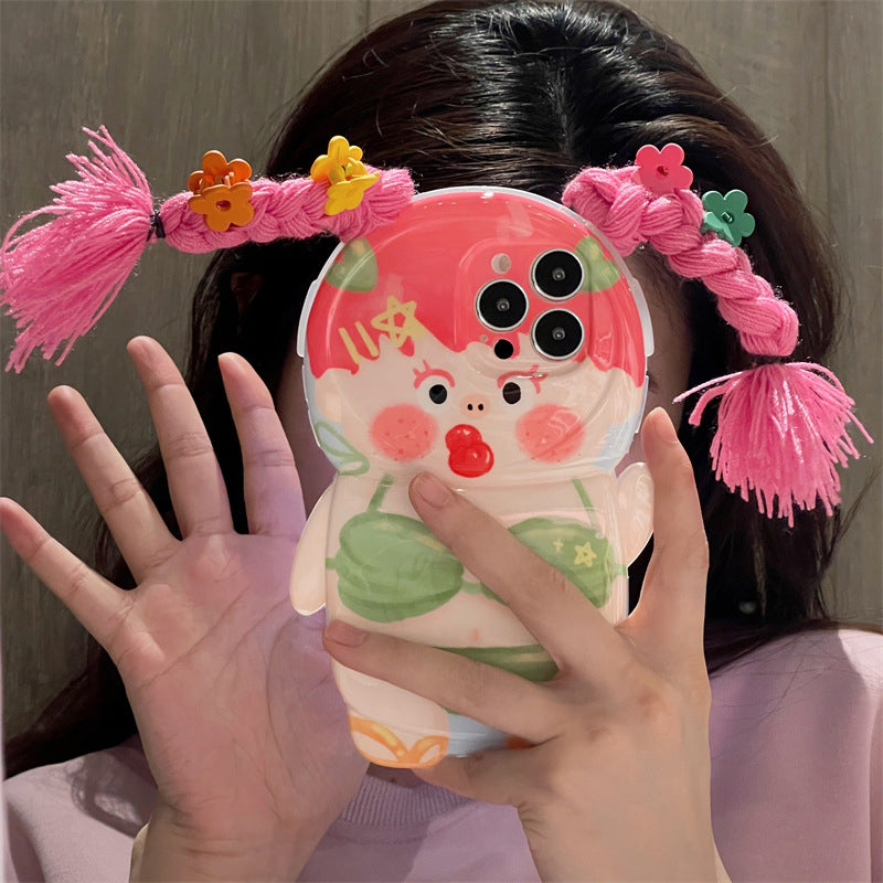 Grappige vlecht badpak telefoonhoesje