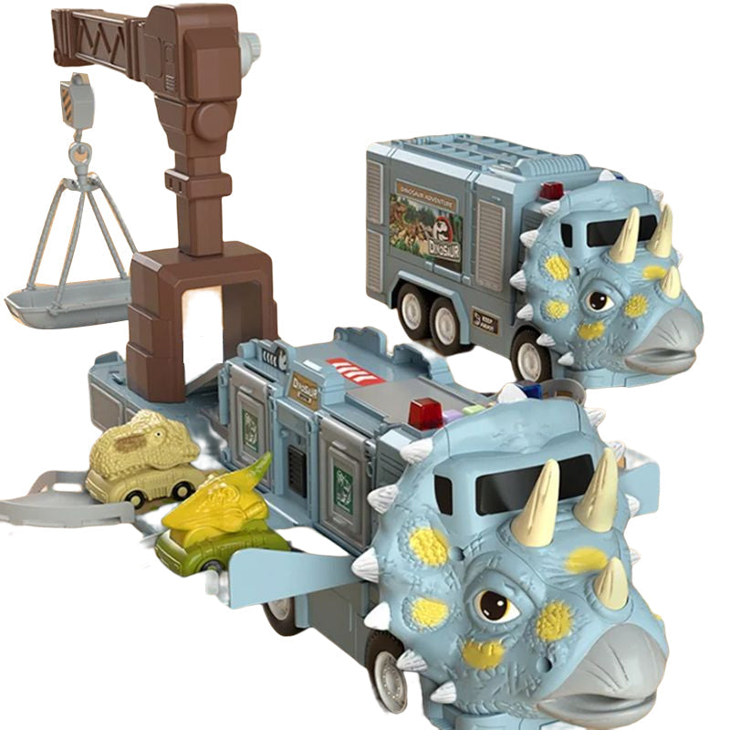 🦖Nieuwe dinosaurus transformerende technische vrachtwagenbaanspeelgoedset met licht en muziek