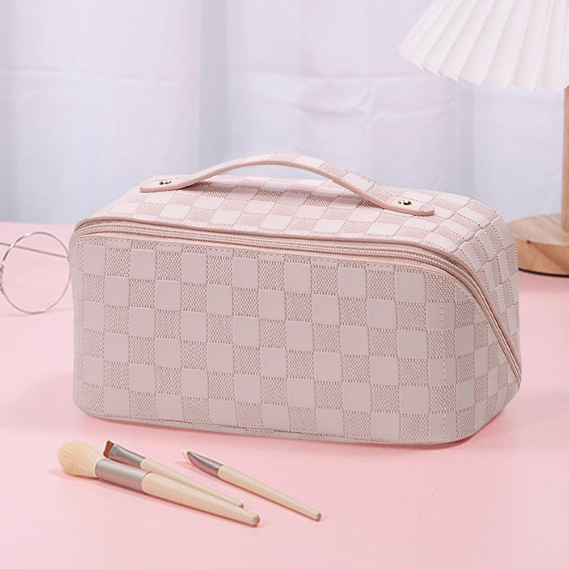 Vintage geruite make-up tas