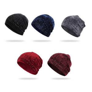 Zachte winter muts met strass steentjes