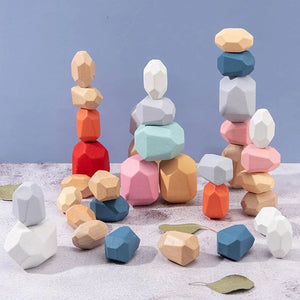 Houten stenen set balancerende blokken speelgoed