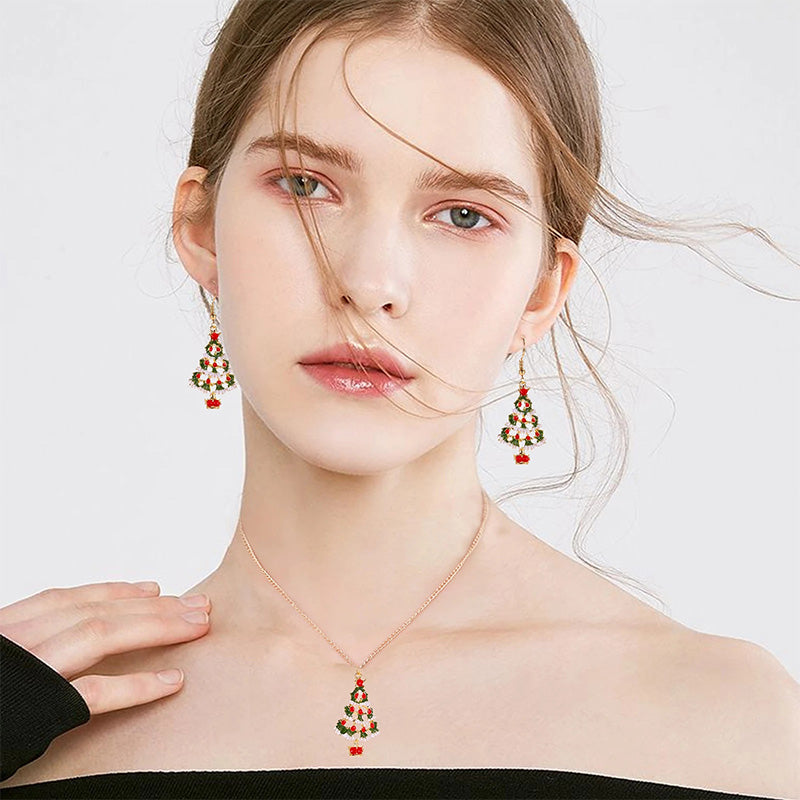 Kerstmis epoxy oorbel ketting sets