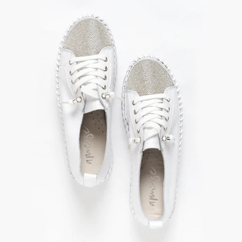 Diamond zilveren leren sneakers