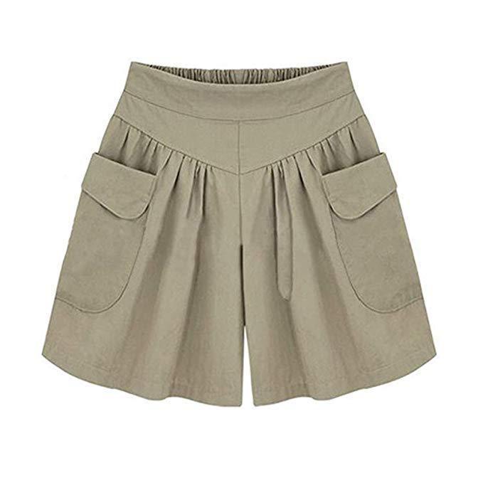 Losse, zachte katoenen broek met wijde pijpen en zakken