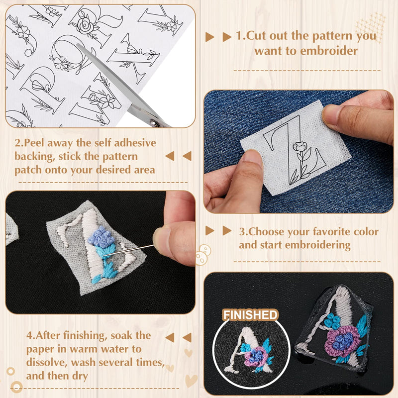 Geborduurde papierset