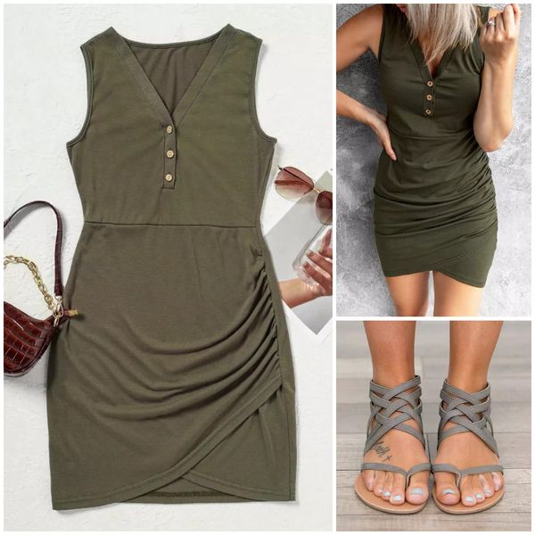 Platte zomersandalen met gekruiste bandjes en rits