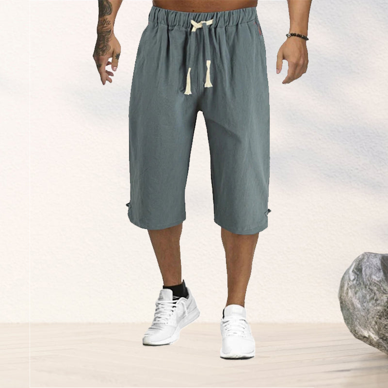 Shorts met vijfpuntsstrik van katoen en linnen