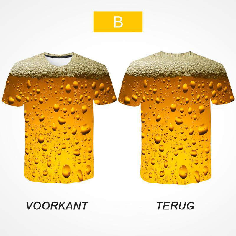 Mode 3D Print Beer Bubble T-shirt met korte mouwen