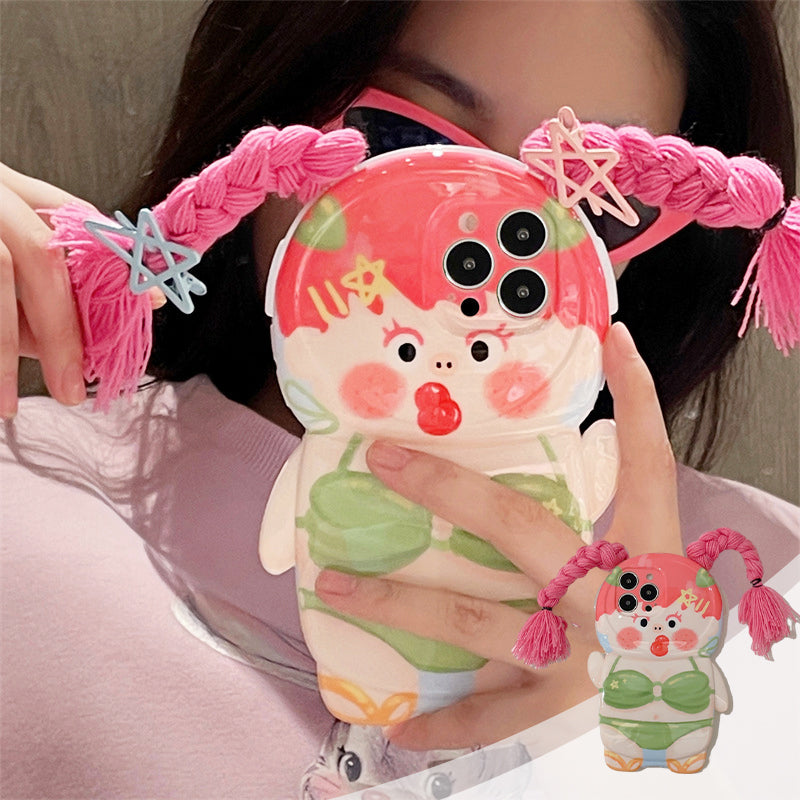 Grappige vlecht badpak telefoonhoesje