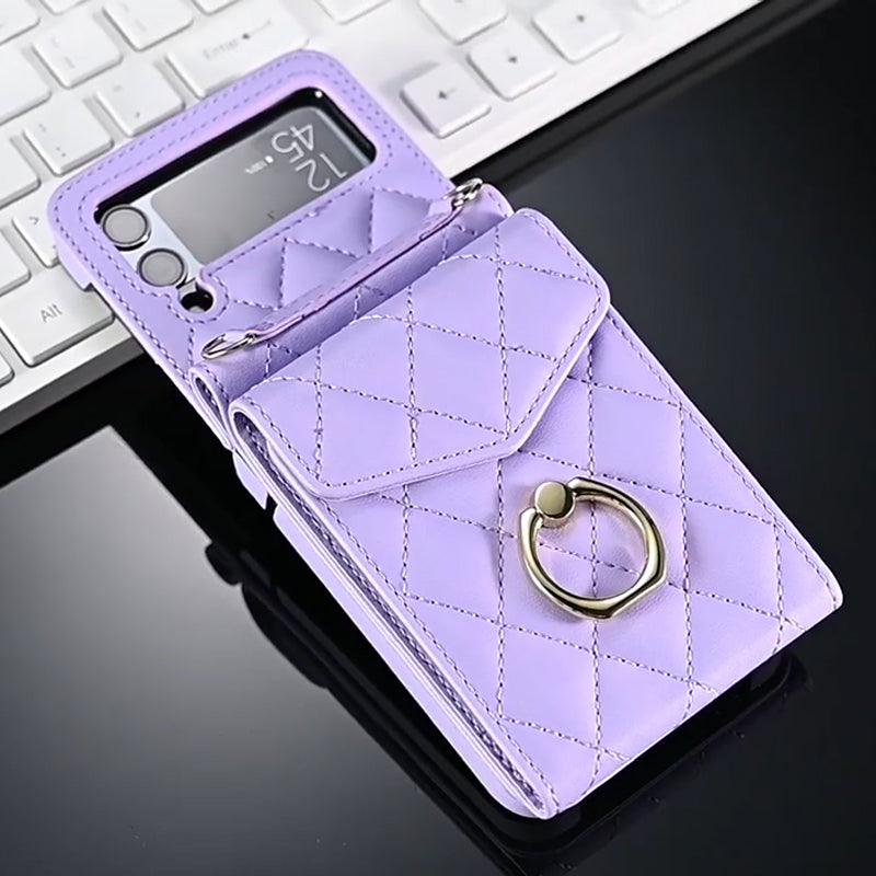 Lederen portemonnee-hoes met reliëf voor de Samsung Galaxy Z Flip4 Flip3