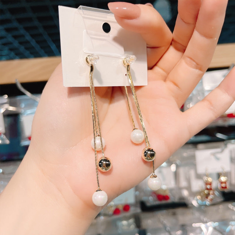 Zeemeer min kraal oorbellen met franjes