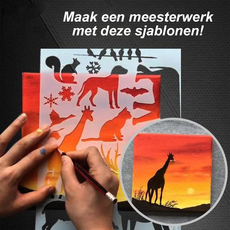 Sjablonen voor snel tekenen van stencilkunst (12 vellen / set)