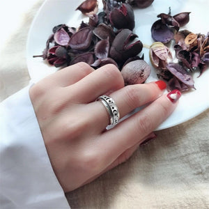 Retro Ster & Maan roterende ring