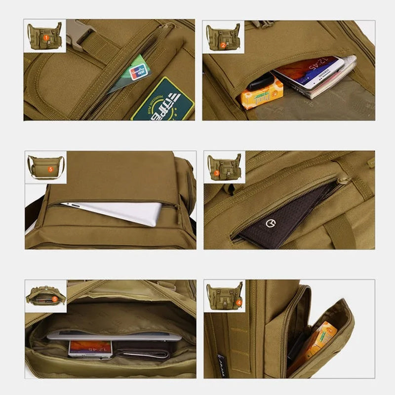 Waterdichte tactische militaire crossbodytas met meerdere zakken