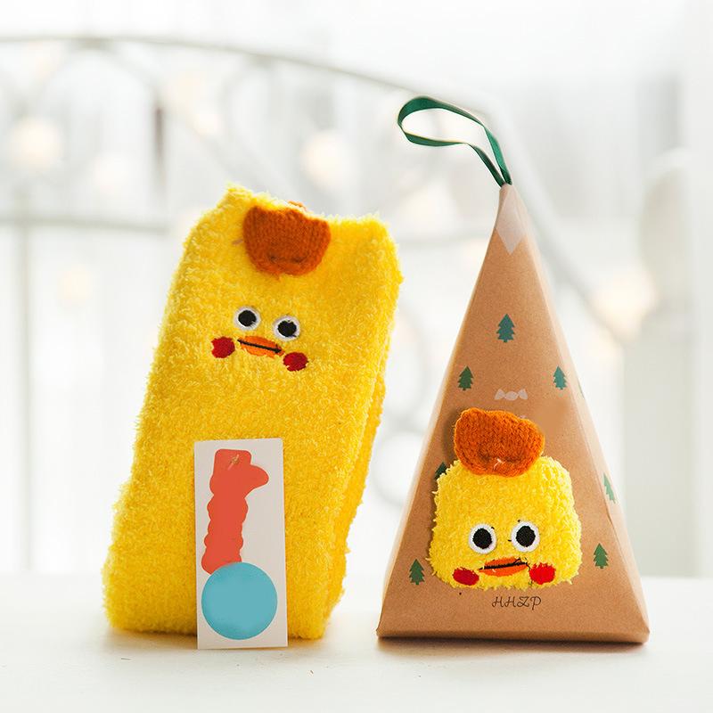 Zachte warme sokken van koraalfleece met kerstthema (4 paar)