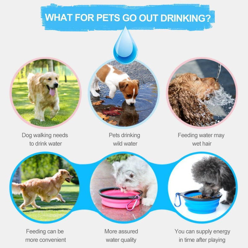 2-in-1 water- en voedselfles voor huisdieren met opvouwbare kom