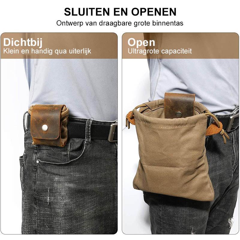 Leren en canvas bushcraft tas