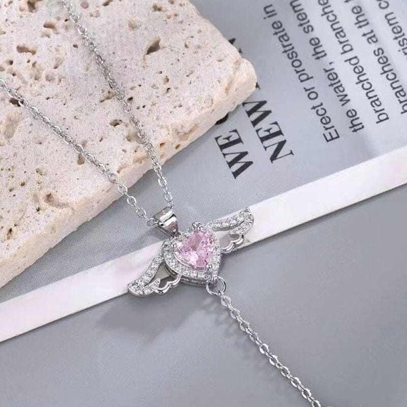 Roze engel vleugels ketting
