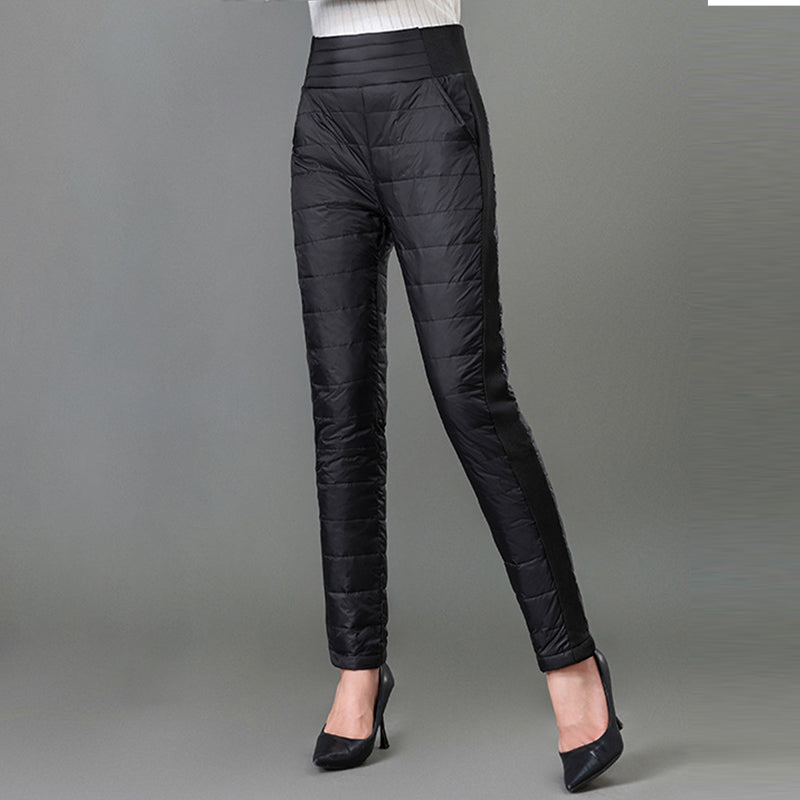 Lichte donzen broek met hoge taille