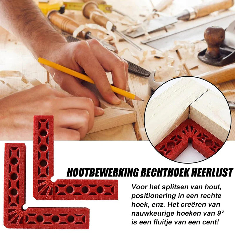 Rechte hoekversteller voor houtbewerking