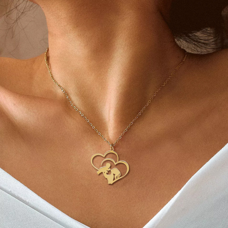 Moeder en baby hart ketting