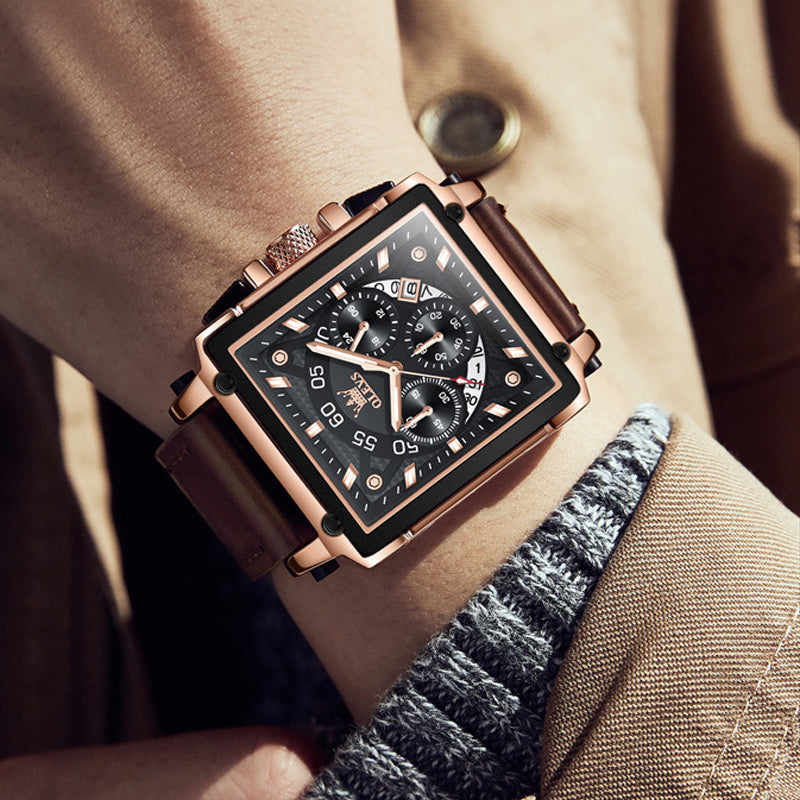 Lichtgevend Luxe Square Business Quartz horloge