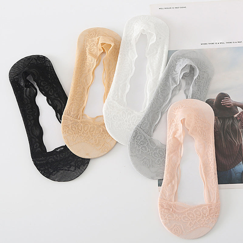 【3 paar】 Kanten No Show-voeringsokken voor dames