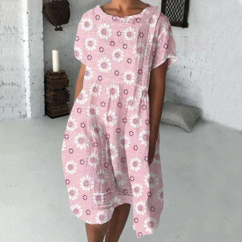 Midi-jurk met zonnebloemprint