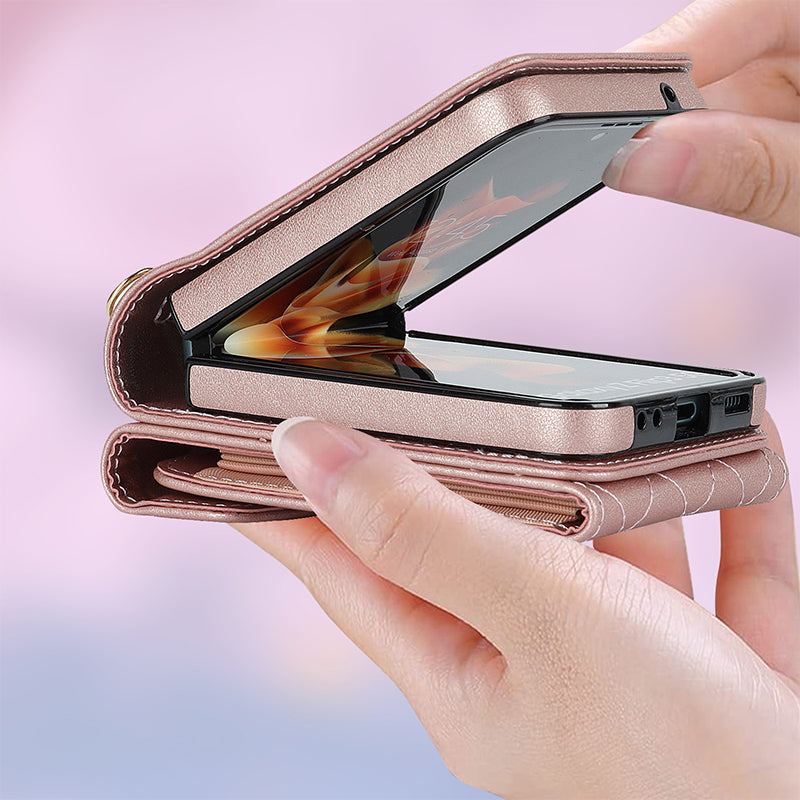 Lederen portemonnee-hoes met reliëf voor de Samsung Galaxy Z Flip4 Flip3