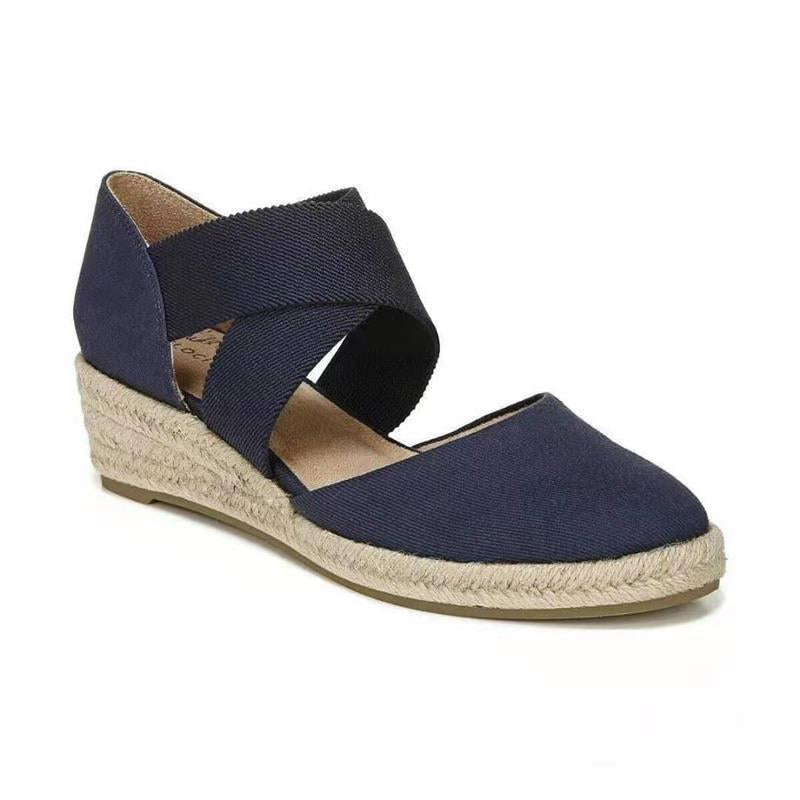 Sandalen met sleehak van hennep touw