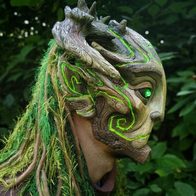 Forest Spirit Mask Halloween-Masker Met Groene Lichtogen