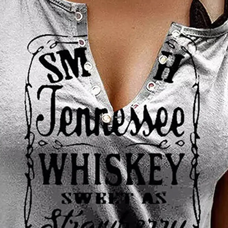 Mouwloze blouse met letterprint