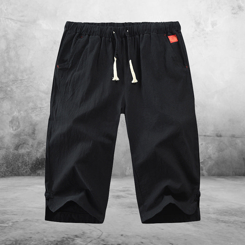 Shorts met vijfpuntsstrik van katoen en linnen