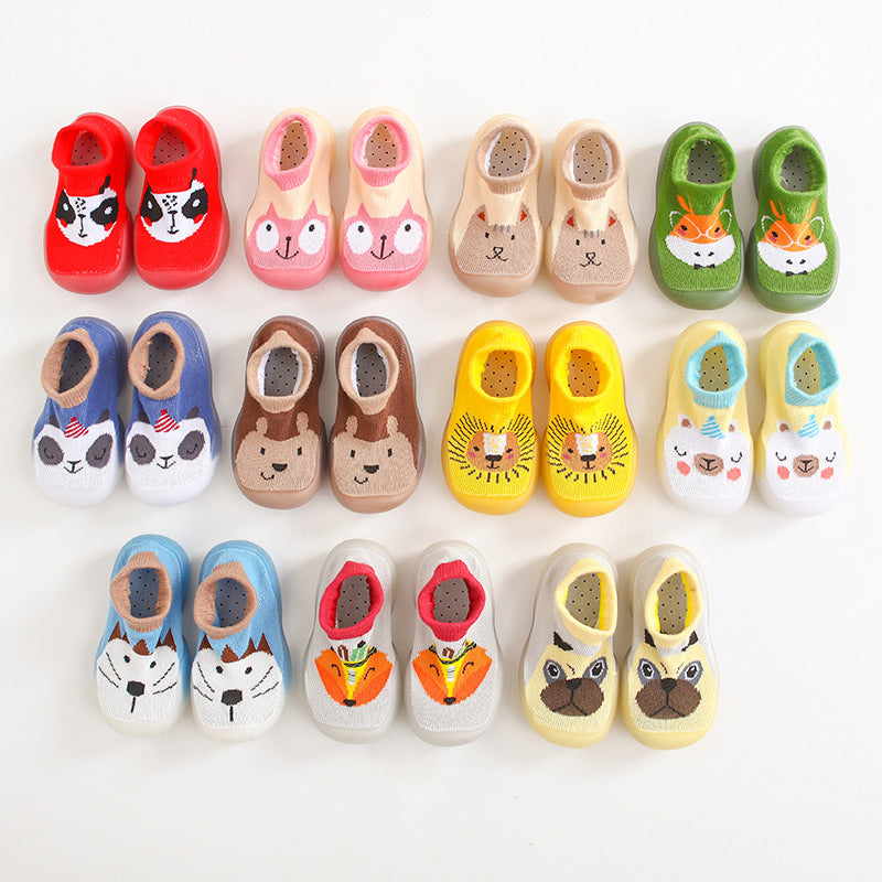 Antislip babyslofjes met dierenpatroon
