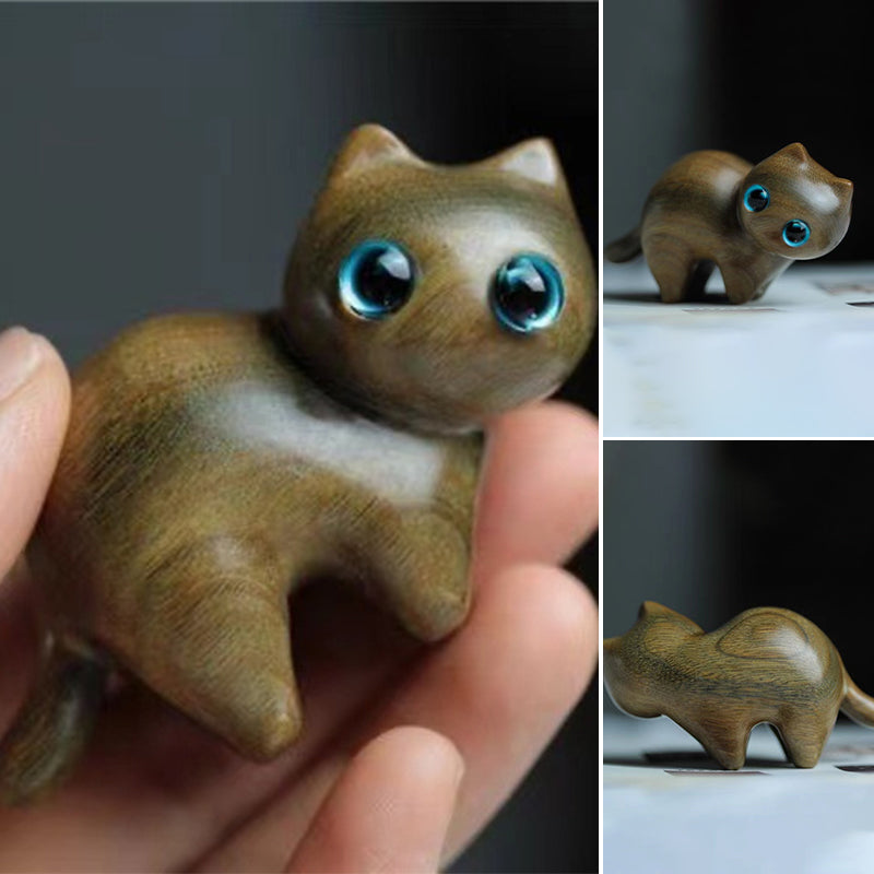 Handgemaakte houten gesneden katten