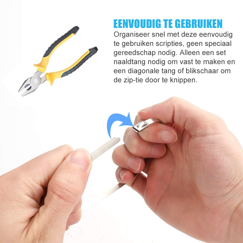 Multifunctionele vergrendelbare metalen kabelbinders (100 stuks)