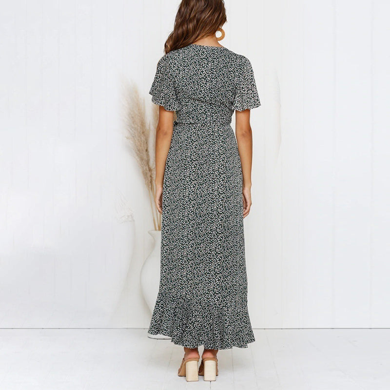 Boho zomerjurk met V-hals en stippen