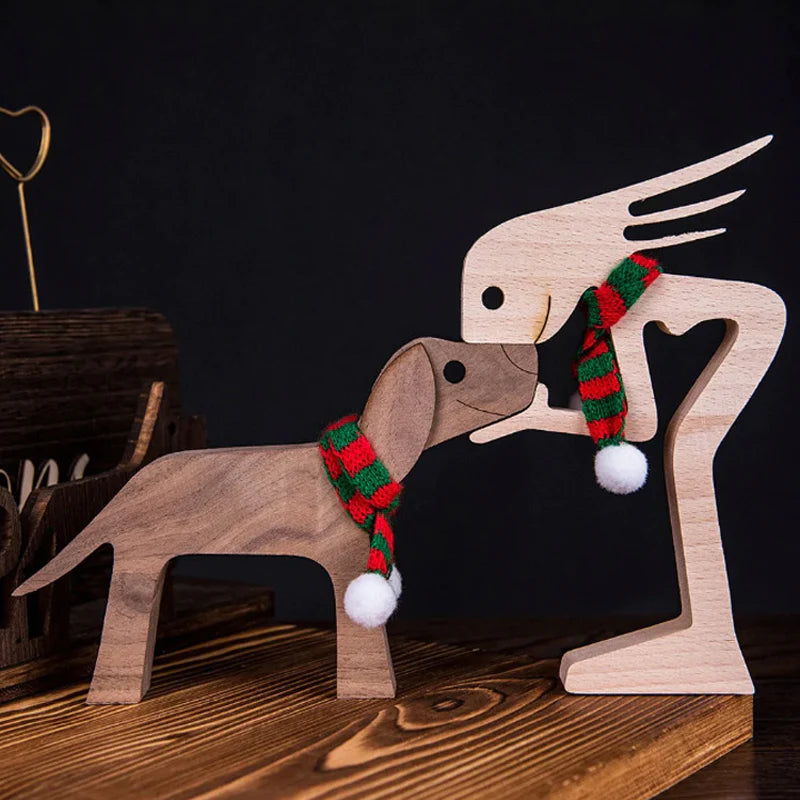 Dierenliefhebber - Tafelornamenten met houten sculptuur