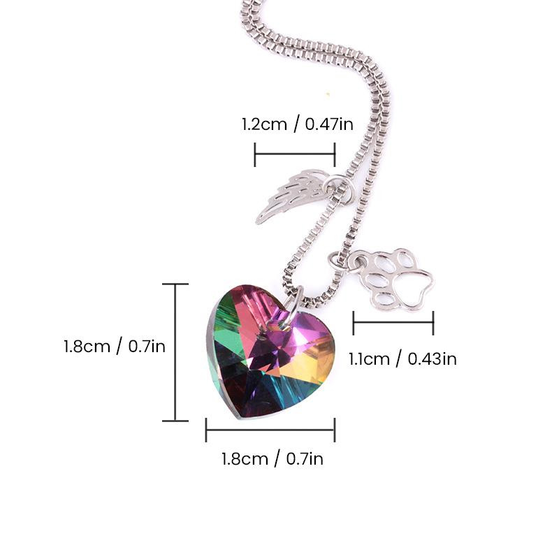Kleurrijke hart hanger ketting met engelenvleugels en hondenpoot