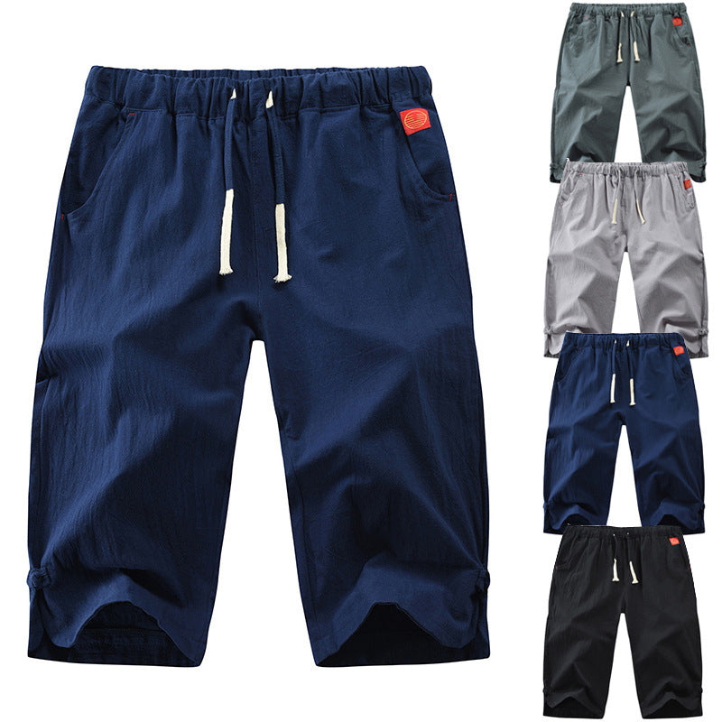 Shorts met vijfpuntsstrik van katoen en linnen