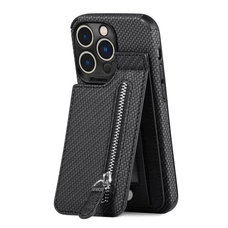 Magnetische portemonnee met ritssluiting en creditcard houder