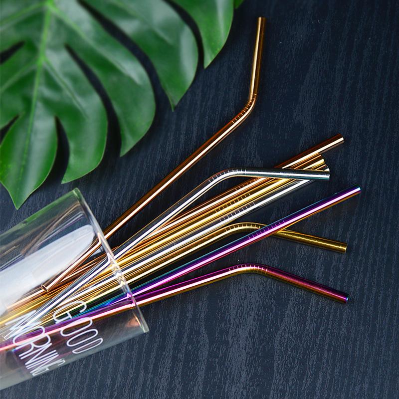 Veelkleurige herbruikbare roestvrijstalen rietjes