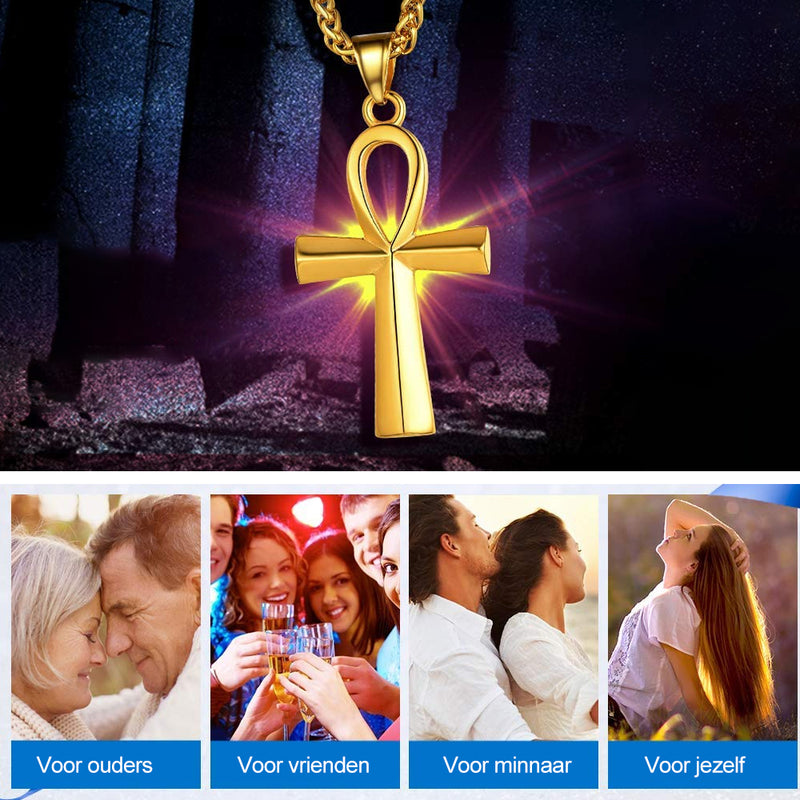 Stainless steel oude Egyptische kruis heren ketting