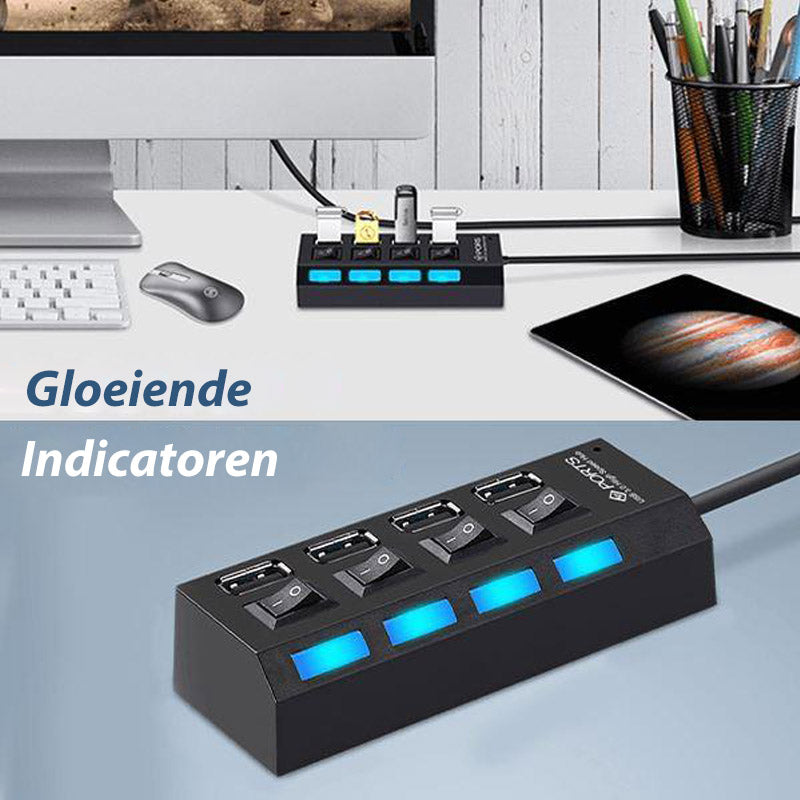 USB-hub met meerdere poorten en hoge snelheid
