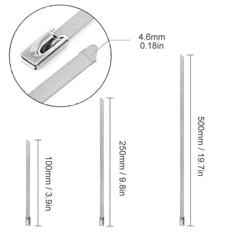 Multifunctionele vergrendelbare metalen kabelbinders (100 stuks)