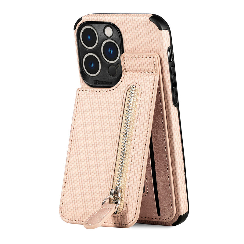 Magnetische portemonnee met ritssluiting en creditcard houder