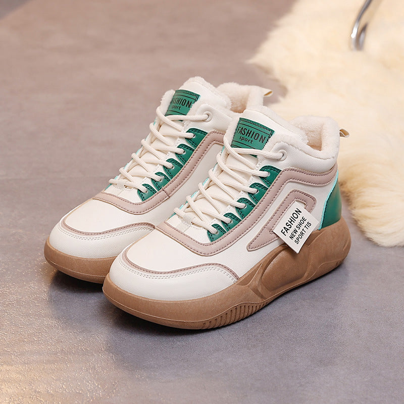 Hoge Dames Fleeceschoenen met Dikke Zolen