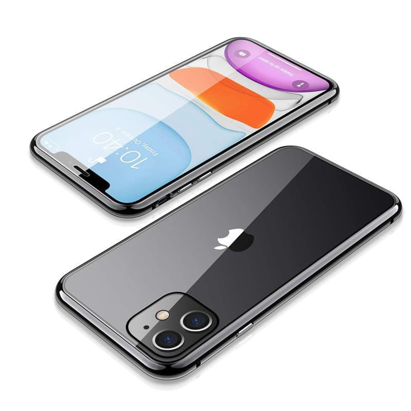 Anti-piep dubbelzijdig magnetisch iPhone-hoesje van gehard glas